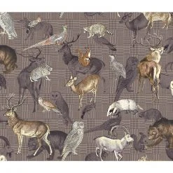 Jersey Stoff 'Tiere des Waldes' in braun-grau - Meterware für kreative Nähprojekte