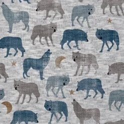 Jersey - grau-blau-braun - Wölfe - Meterware