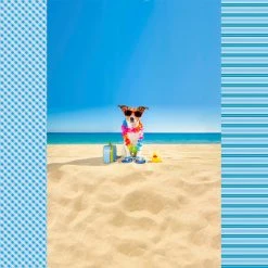 Jersey-Stoff blau-weiß mit Hundemotiv - Meterware | Hochwertige Stoffe für kreative Projekte