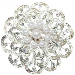 Dekoklammer Perle - Silber mit Strass, 6x6 cm, Raffhalter für Gardinen & Vorhänge