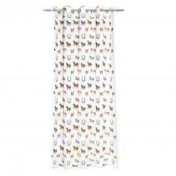 Ösenvorhang - weiß - Pferde - 245 cm