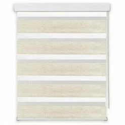 Doppelrollo mit Blende in Leinenfarben - 60 x 160 cm - Elegante Rollos für Ihre Fenster