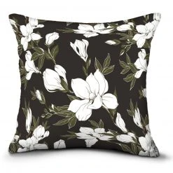 Kissen - schwarz-weiß - Blumen - 45x45 cm