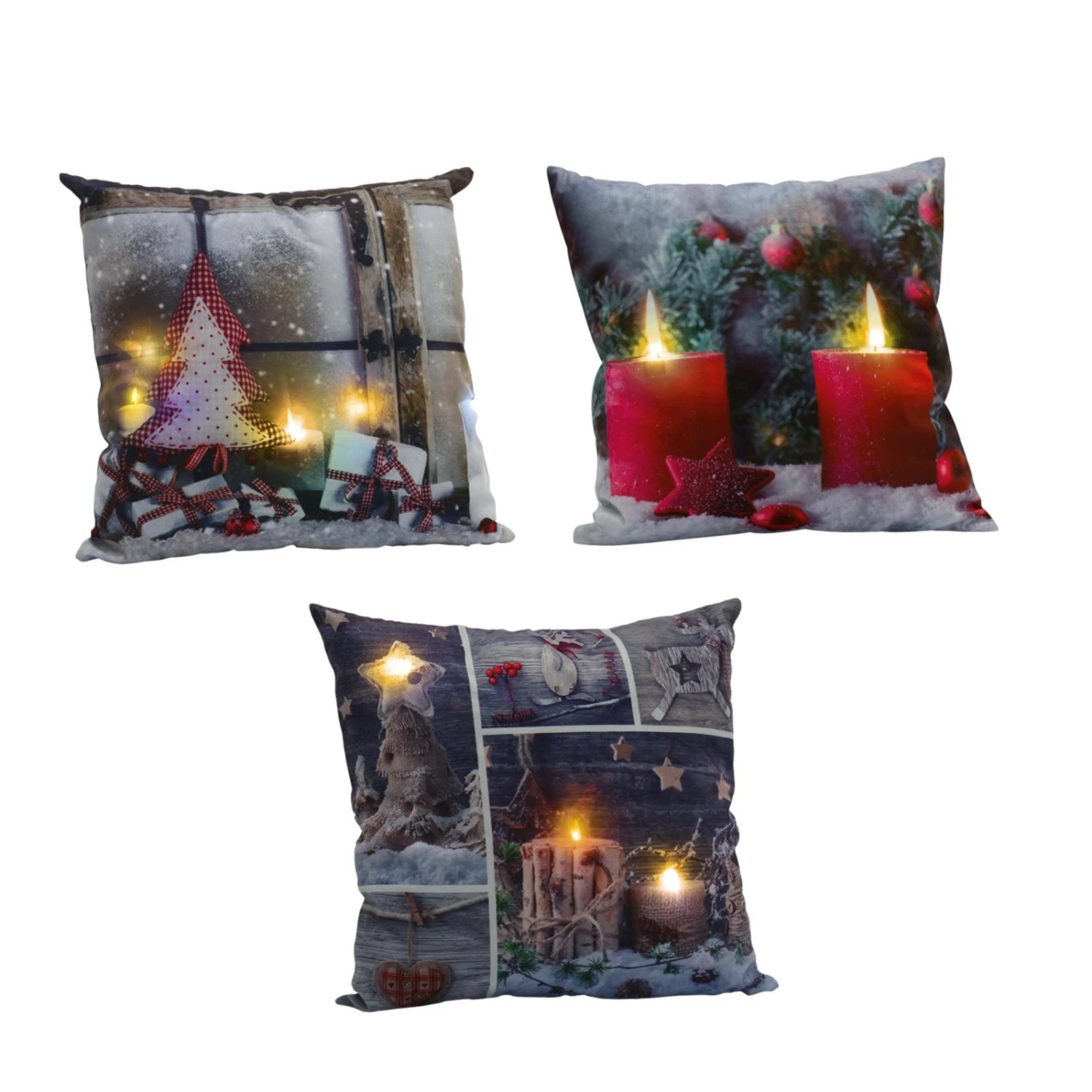 LED-Kissen 40x40 cm - Verschiedene Designs - Sofakissen mit Beleuchtung 3 LED-Kissen 40x40 cm - Verschiedene Designs - Sofakissen mit Beleuchtung