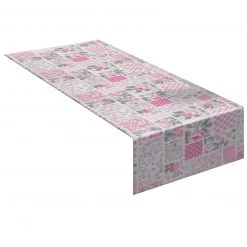 Tischläufer rosa-weiß Patchwork 40x140 cm - Elegant & Stilvoll