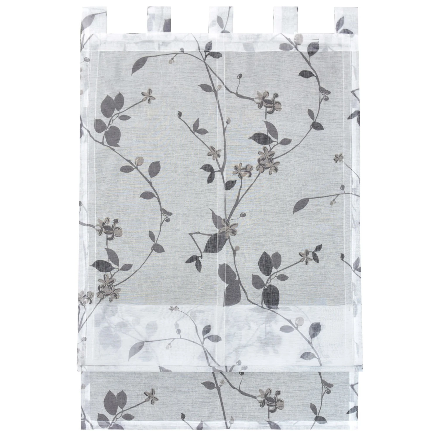 Raffrollo - weiß-grau - mit Blumen - 60x140 cm 3 Raffrollo - weiß-grau - mit Blumen - 60x140 cm
