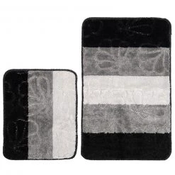 2-teilige Calimosa Badgarnitur - Grau-gestreift | Modernes Badtextil-Set