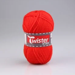Wolle TWISTER SPORT 50 UNI - rot - 50g | Hochwertige Strickwolle für Sportbekleidung