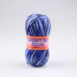 Wolle TWISTER SPORT 50 COLOR - hellblau-jeans-royalblau - 50g | Hochwertige Strickwolle für Sportbekleidung