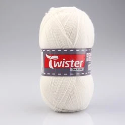 Wolle TWISTER SOX UNI - weiß - 100g | Hochwertige Wolle für Stricken & Häkeln