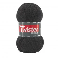Wolle TWISTER SOX UNI - Anthrazit - 100g - Hochwertige Strickwolle für Socken