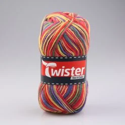 Wolle TWISTER SOX COLOR - rot multi - 100g | Hochwertige Strickwolle für Socken | Nähen, Stricken & Häkeln