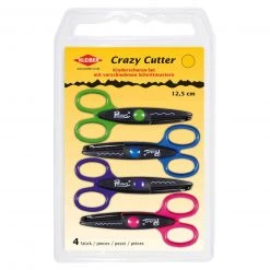 Bastelscheren Set mit verschiedenen Schnittmustern - 4 Stück | Ideales Werkzeug für Nähen, Stricken & Häkeln