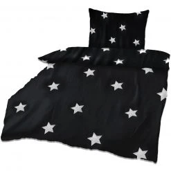 Microfaser-Bettwäsche - schwarz-silberfarben - 135x200 cm