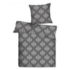 Microfaser-Bettwäsche Set schwarz-silberfarben 135x200 cm - Atmungsaktiv & Pflegeleicht