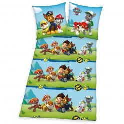 Renforce-Bettwäsche PAW PATROL - grün-blau - 135x200 cm - Kinderbettwäsche