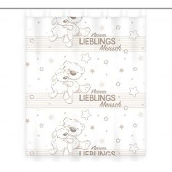 Schlaufenschal KLEINER LIEBLINGSMENSCH - Weiß-Beige - 140x160 cm - Transparente Gardine