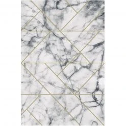 Kurzflorteppich - weiß-schwarz-gold - 120x170 cm