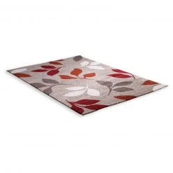 Friseeteppich Beige-Rot | 60x115 cm | Shaggy Teppich für Wohnzimmer & Schlafzimmer