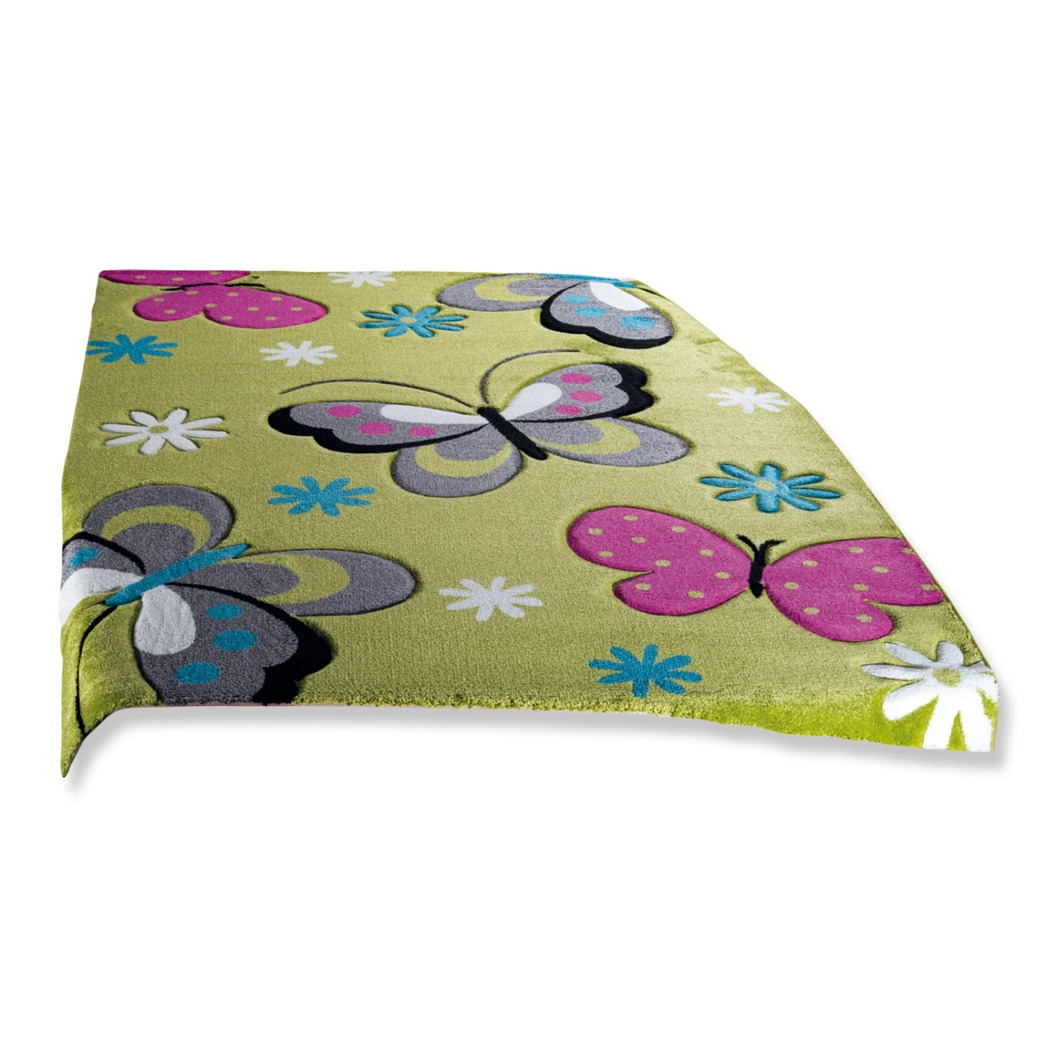 Teppich - grün - Schmetterlinge - 80x150 cm 3 Teppich - grün - Schmetterlinge - 80x150 cm