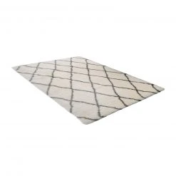 Hochflorteppich - creme-grau - 80x150 cm