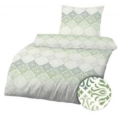 Biber-Bettwäsche - lindgrün-weiß - 135x200 cm -Heimtextilien Verkäufe 2644000134 09 1600Wx1600H