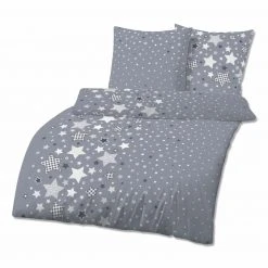 Biber-Bettwäsche - grau - 135x200 cm