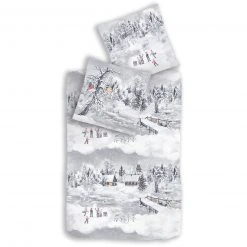 Biber-Bettwäsche - platin - 135x200 cm