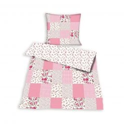 Baumwoll-Bettwäsche - rosa - Patchwork Rose - 135x200 cm
