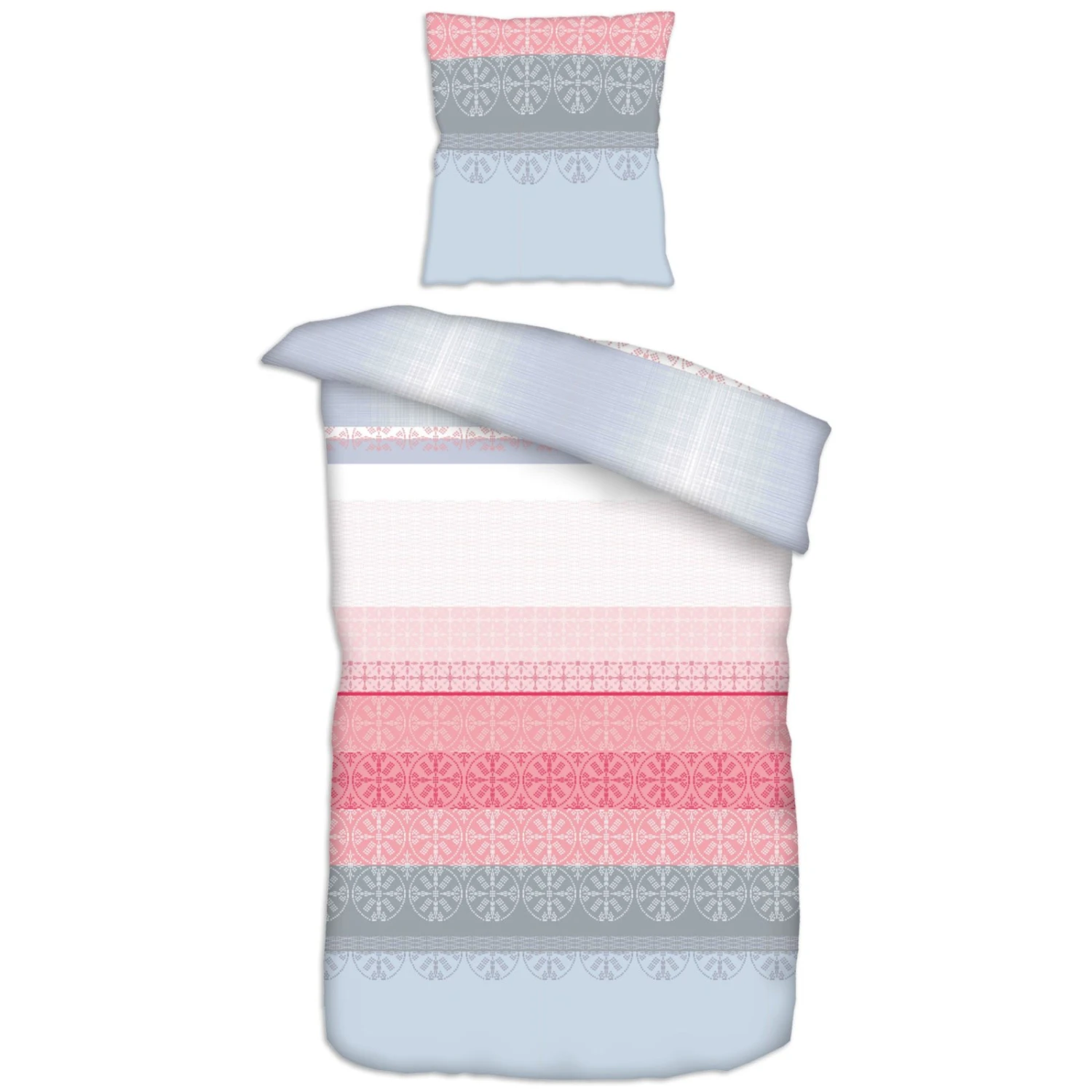 homara Baumwoll-Bettwäsche - blau-rosa - 135x200 cm 3 homara Baumwoll-Bettwäsche - blau-rosa - 135x200 cm