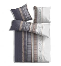 Baumwoll-Bettwäsche - grau - 135x200 cm