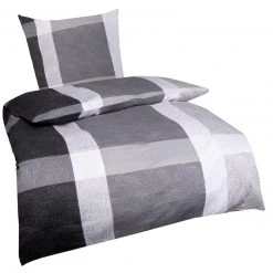 Baumwoll-Bettwäsche - silber-anthrazit - 135x200 cm