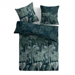 Baumwoll-Bettwäsche - blau-grün - Thesos - 135x200 cm