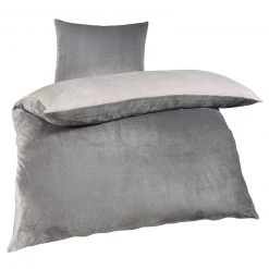 Flanell-Bettwäsche - silber-grau - 135x200 cm