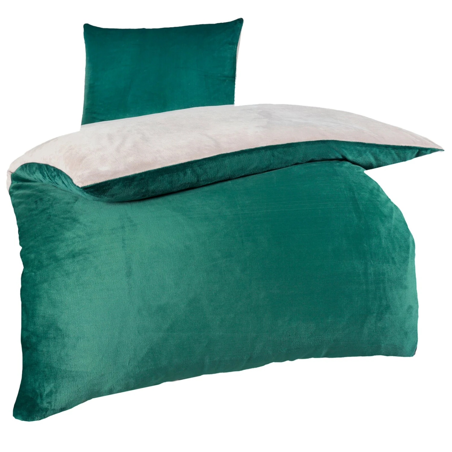 Flanell-Bettwäsche Grün-Silber - 135x200 cm - Weich & Gemütlich - Biber-Bettwäsche 3 Flanell-Bettwäsche Grün-Silber - 135x200 cm - Weich & Gemütlich - Biber-Bettwäsche
