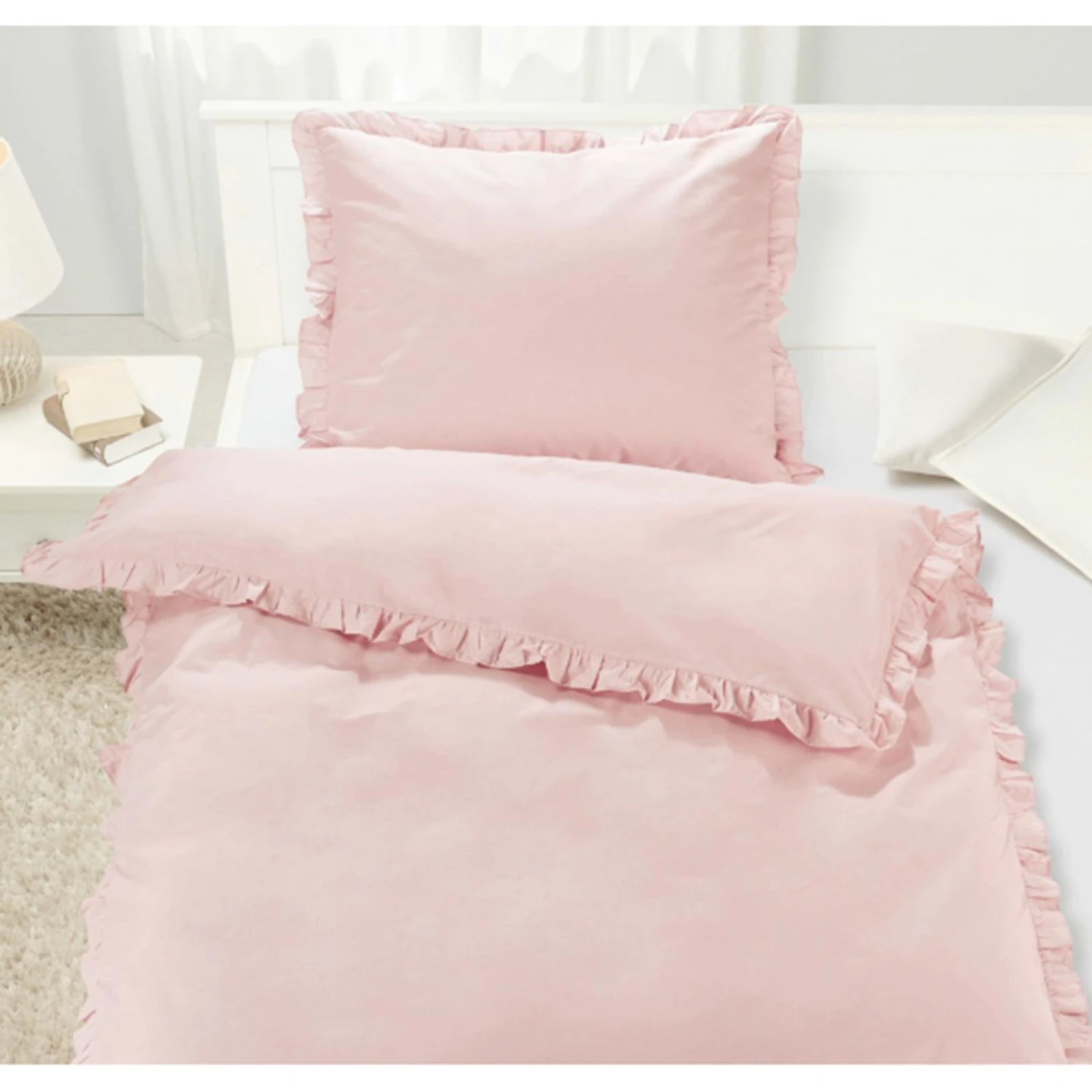 Baumwoll-Bettwäsche - rosa - Rüsche - 135x200 cm 4 Baumwoll-Bettwäsche - rosa - Rüsche - 135x200 cm – Bild 2