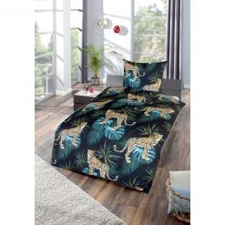 Microfaser-Bettwäsche Gepard Design - Schwarz-Grün-Beige - 135x200 cm -Heimtextilien Verkäufe 2688023706 02 1600Wx1600H