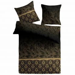 Microfaser-Bettwäsche Set - Schwarz-Gold - 135x200 cm - Luxuriöse und pflegeleichte Bettwäsche