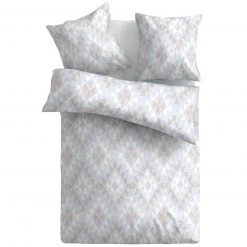 Microfaser-Bettwäsche Grau-Beige Gemustert 135x200 cm - Weich & Atmungsaktiv