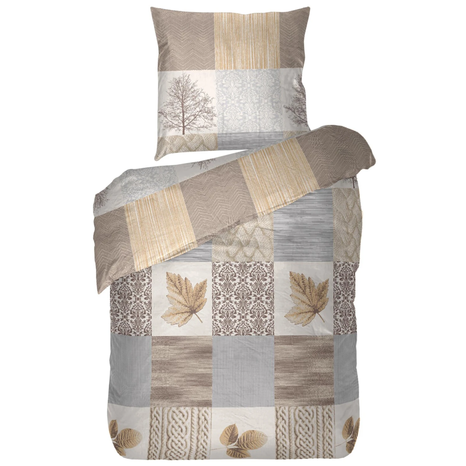 Baumwoll-Bettwäsche - beige-grau - 135x200 cm 3 Baumwoll-Bettwäsche - beige-grau - 135x200 cm