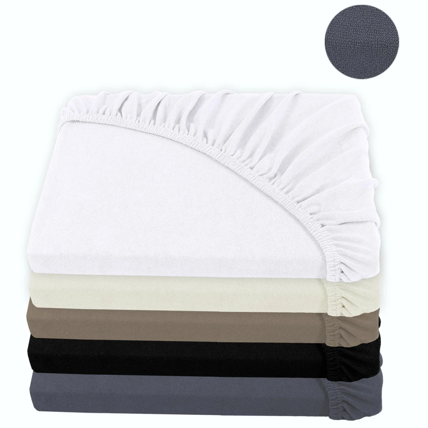 Frottee-Spannbettlaken - grau - 180x200 cm 3 Frottee-Spannbettlaken - grau - 180x200 cm