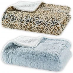 Wohndecke mit Lammfell-Optik - 140x200 cm - Gemütliche Fleecedecke für Zuhause