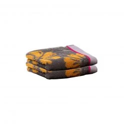 2er-Set Baumwollhandtücher - Anthrazit & Honiggelb - 50x100 cm - Weich & Saugfähig