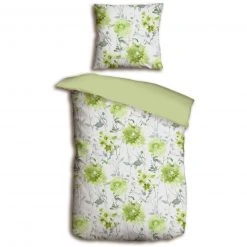 homara Renforce-Bettwäsche - grün-silber - Floral - 155x220 cm
