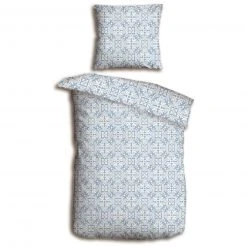 homara Microfaser-Bettwäsche - jeansblau-silber - Grafik - 135x200 cm | Premium Qualität