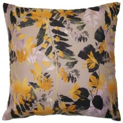 Zierkissen Floral - Braun-Gelb - 40x40 cm | Sofakissen | Stilvolles Wohnaccessoire