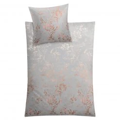 Kleine Wolke Satin-Bettwäsche - silbergrau - Pflanzen