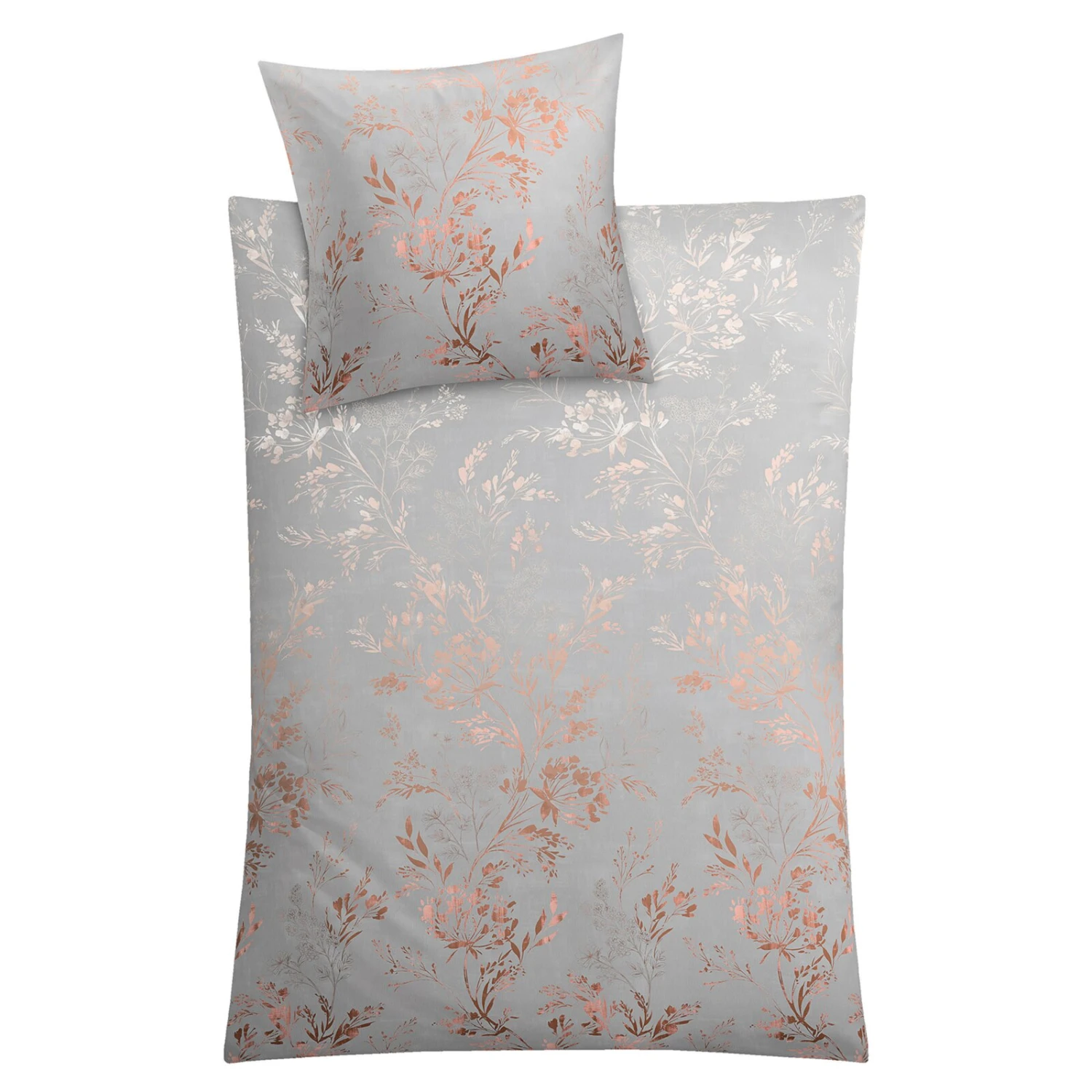 Kleine Wolke Satin-Bettwäsche - silbergrau - Pflanzen 3 Kleine Wolke Satin-Bettwäsche - silbergrau - Pflanzen