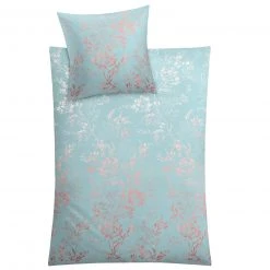 Kleine Wolke Satin-Bettwäsche - krokosblau - Pflanzen