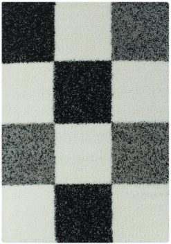 Hochflor-Teppich BASIC TRENDY - Grau-Weiß - 160x230 cm - Luxuriöser Shaggy-Teppich für Wohnzimmer